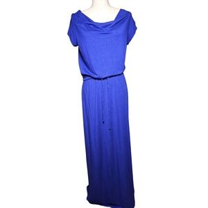 Gap Modal Maxi Dress Royal Blue Short Sleeve Drape Neck Summer Dress Size Medium